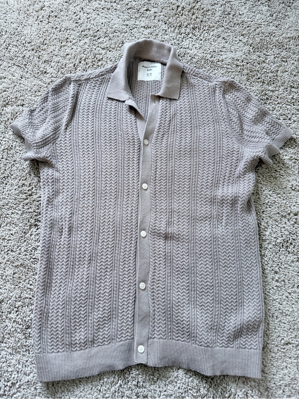abercrombie kids Taupe Knit Polo Cardigan